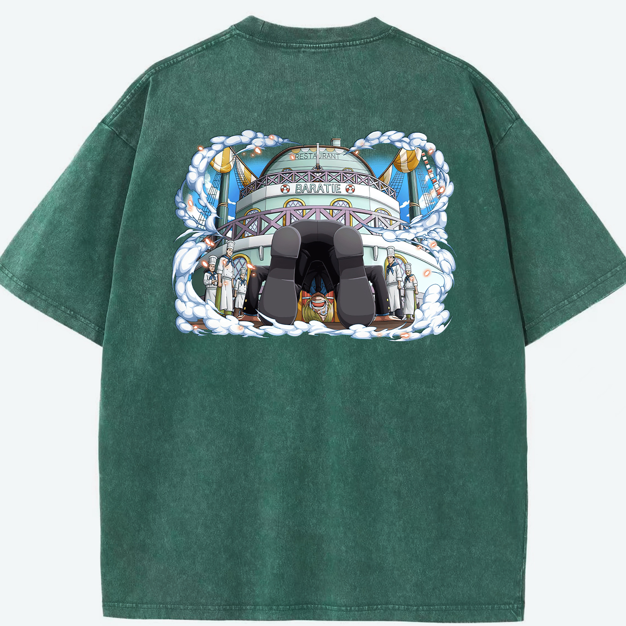 ワンピース サンジ ONE PIECE Sanji 綿100% ヴィンテージ風 半袖Tシャツ（背面プリント）